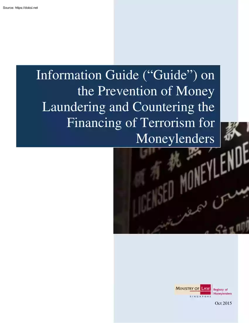 Information Guide on the Prevention of Money Laundering and Countering the Financing of Terrorism for Moneylenders