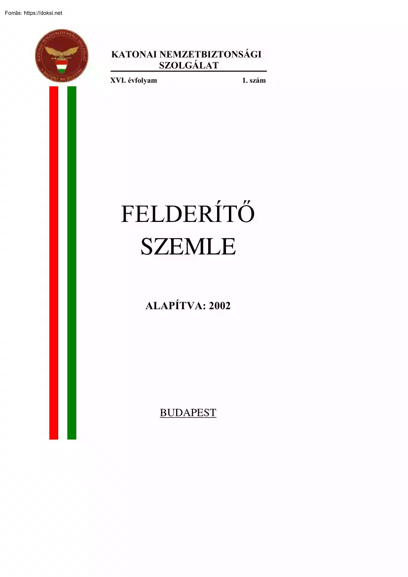 Felderítő szemle, XVI. évfolyam, 1. szám