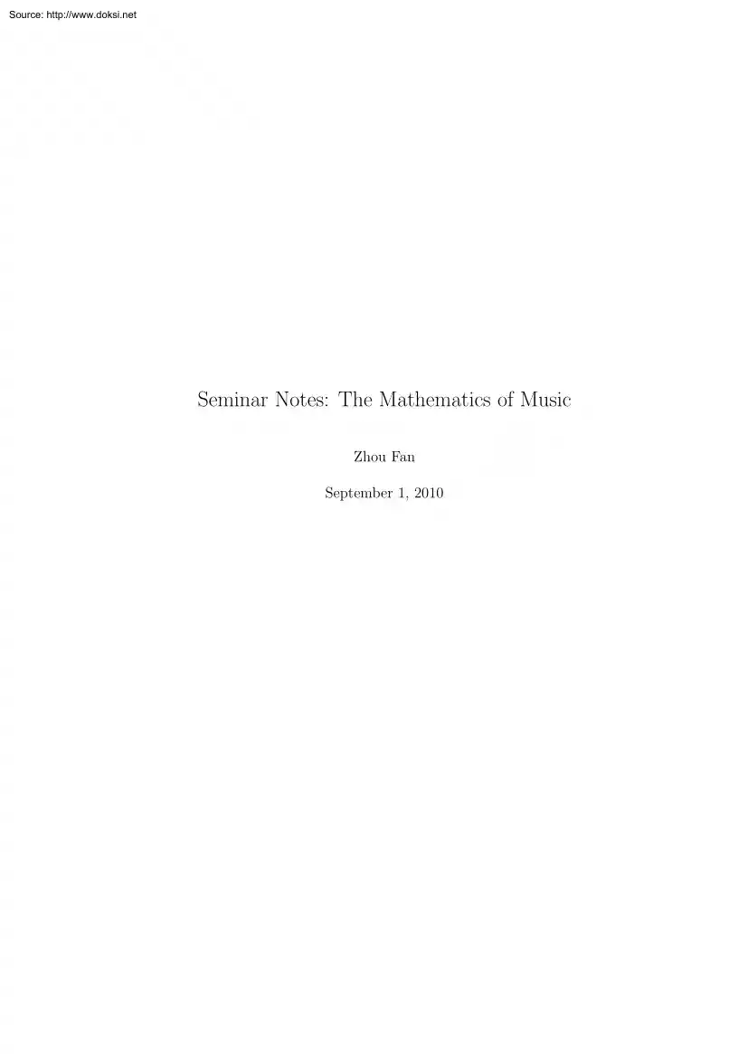 Zhou Fan - The Mathematics of Music