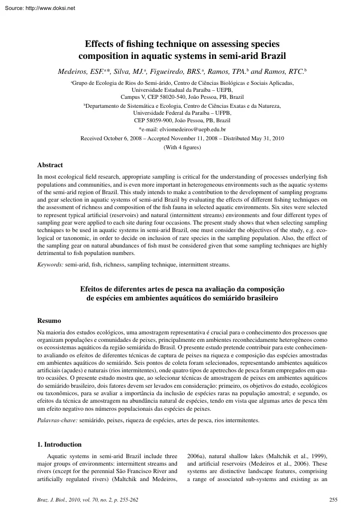 Medeiros-Silva-Figueiredo - Effects of Fishing Technique on Assessing Species Composition in
