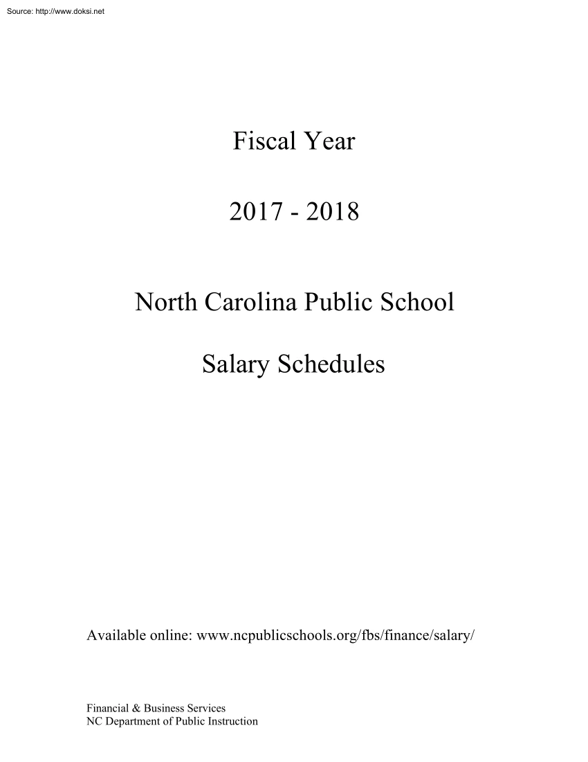 Salary Schedules, North Carolina Public School