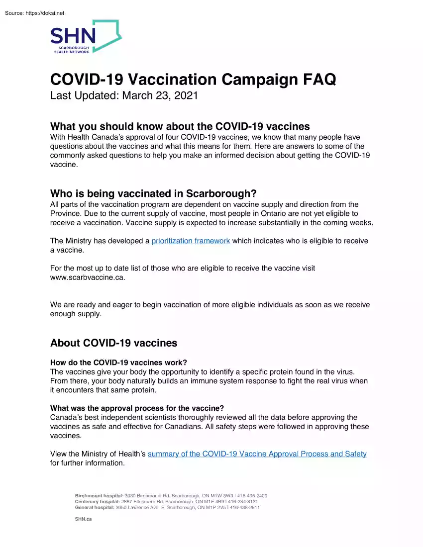 COVID-19 Vaccination Campaign FAQ