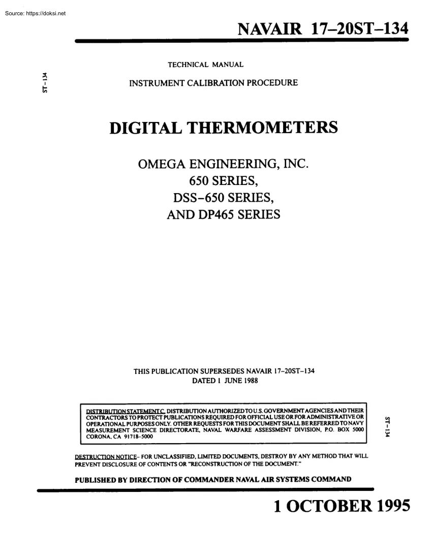 NAVAIR 17-20ST-134, Digital Thermometers