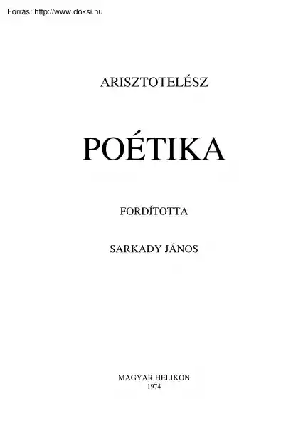 Arisztotelész - Poétika