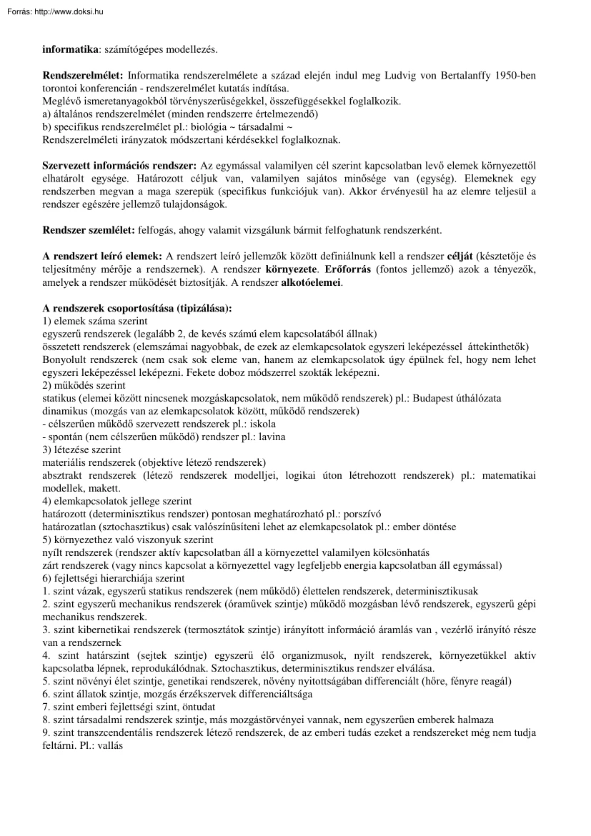 PSZF Gazdasági Informatika II. elméleti jegyzet, 2005
