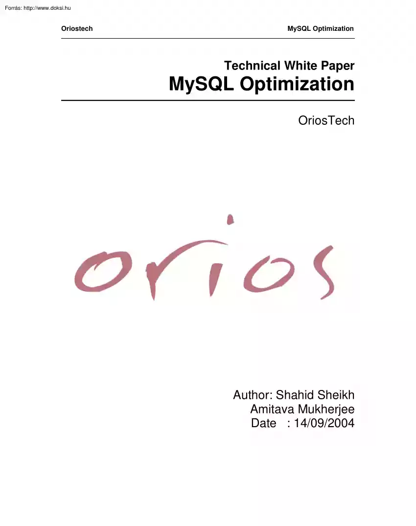 OriosTech MySQL Optimization