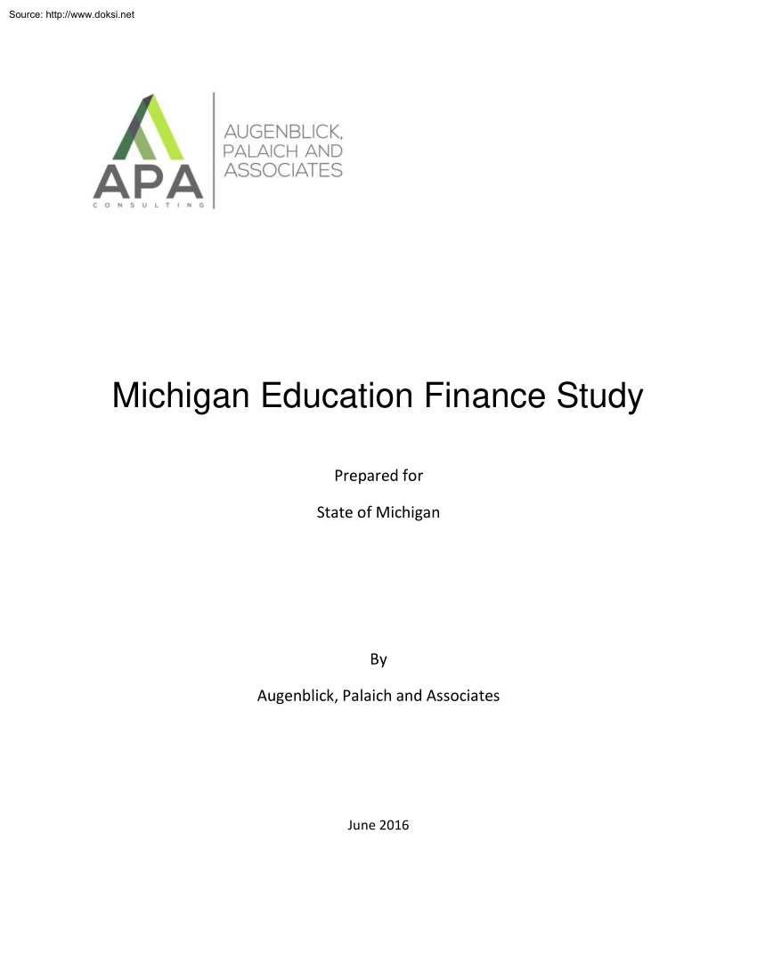 State of Michigan - Michigan Education Finance Study