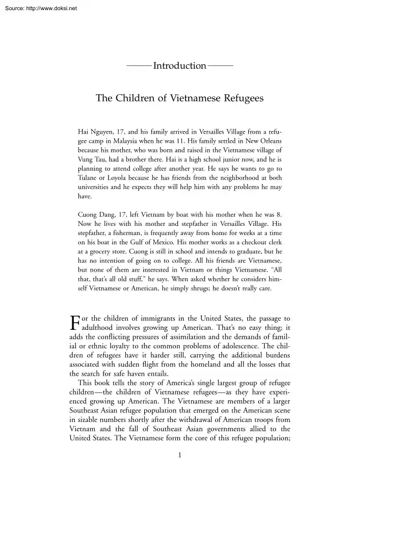 The Children of Vietnamese Refugees
