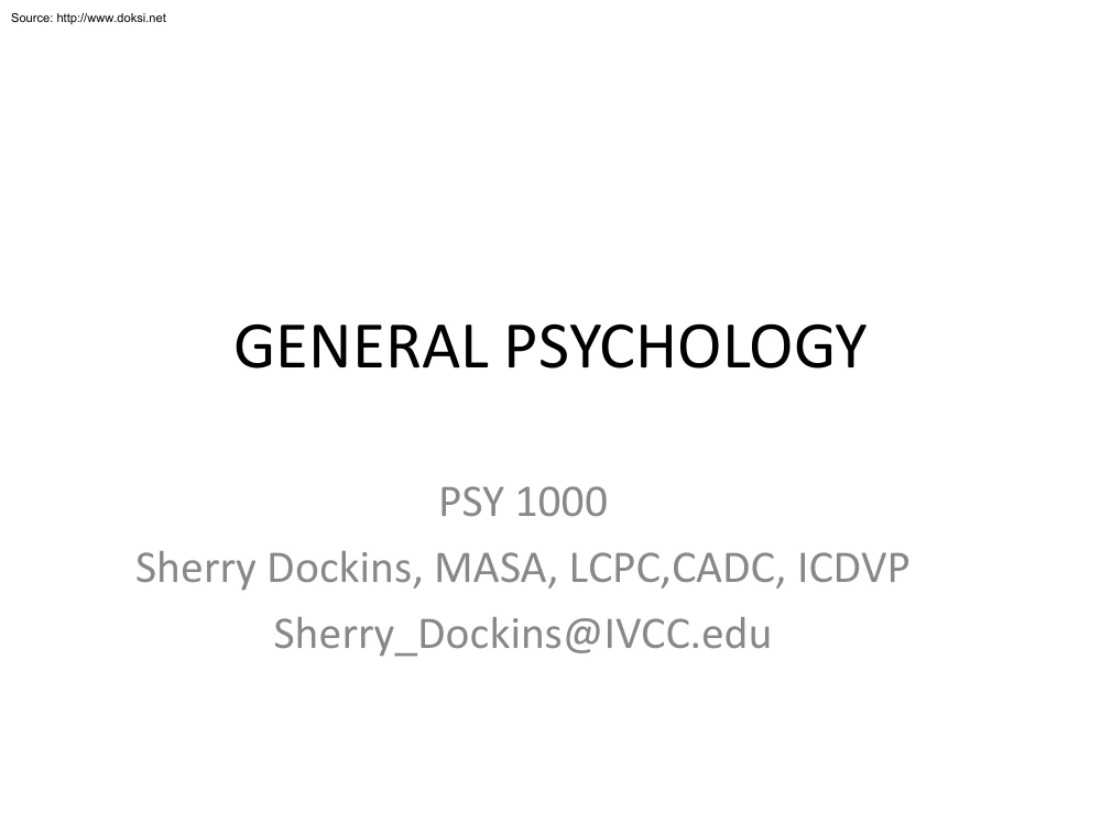 Sherry Dockins - General Psychology