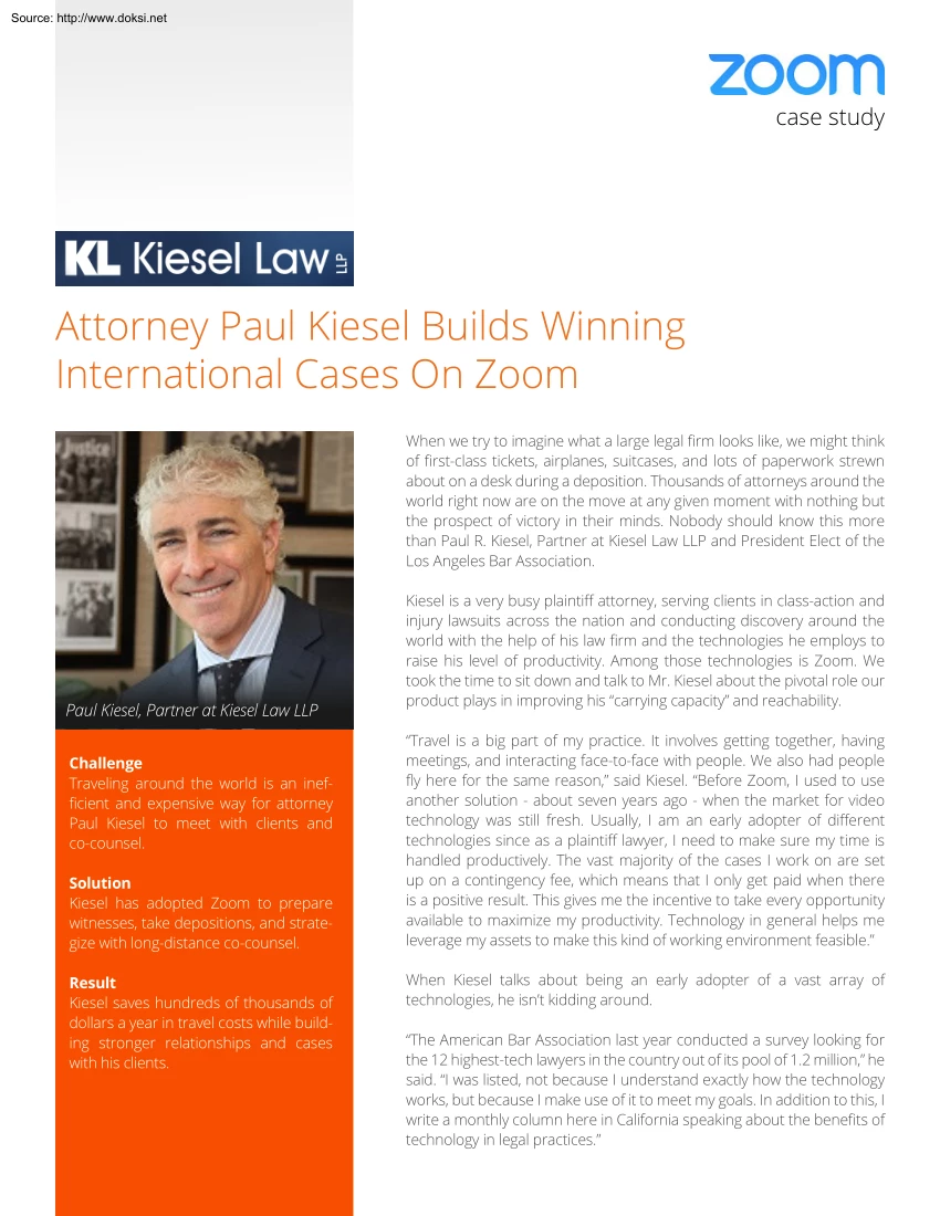 Attorney Paul Kiesel Builds Winning International Cases On Zoom