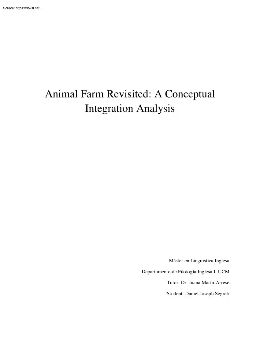 Daniel Joseph Segreti - Animal Farm Revisited, A Conceptual Integration Analysis
