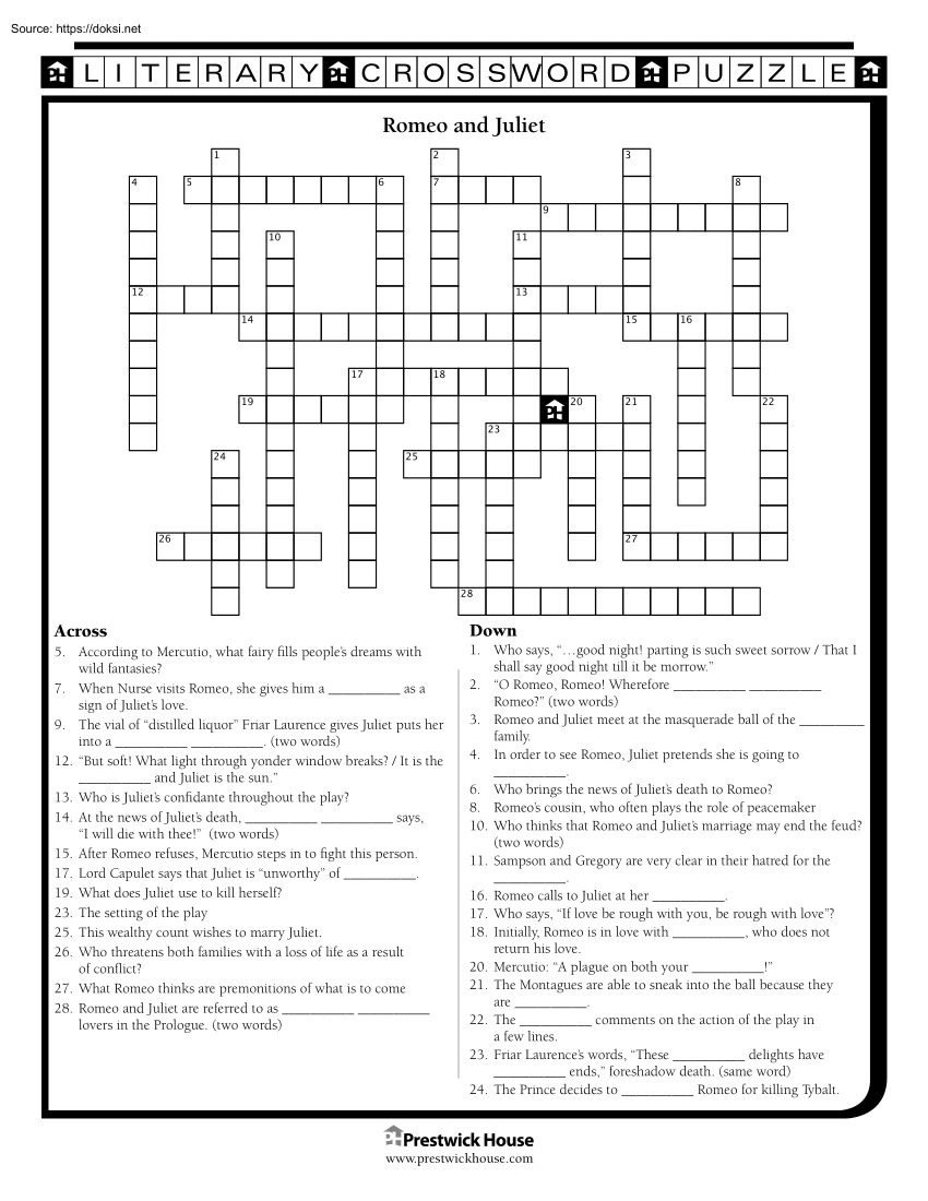 Literary Crossword Puzzle