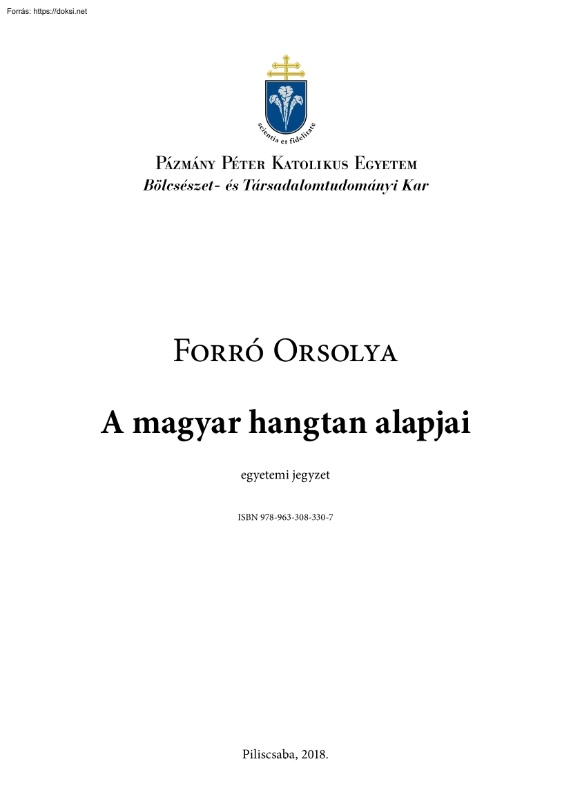 Forró Orsolya - A magyar hangtan alapjai