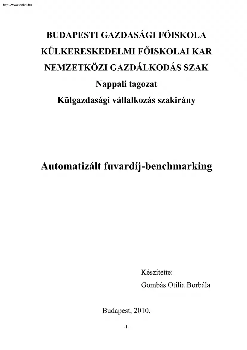 Otília Borbála - Automatizált fuvardíj-benchmarking