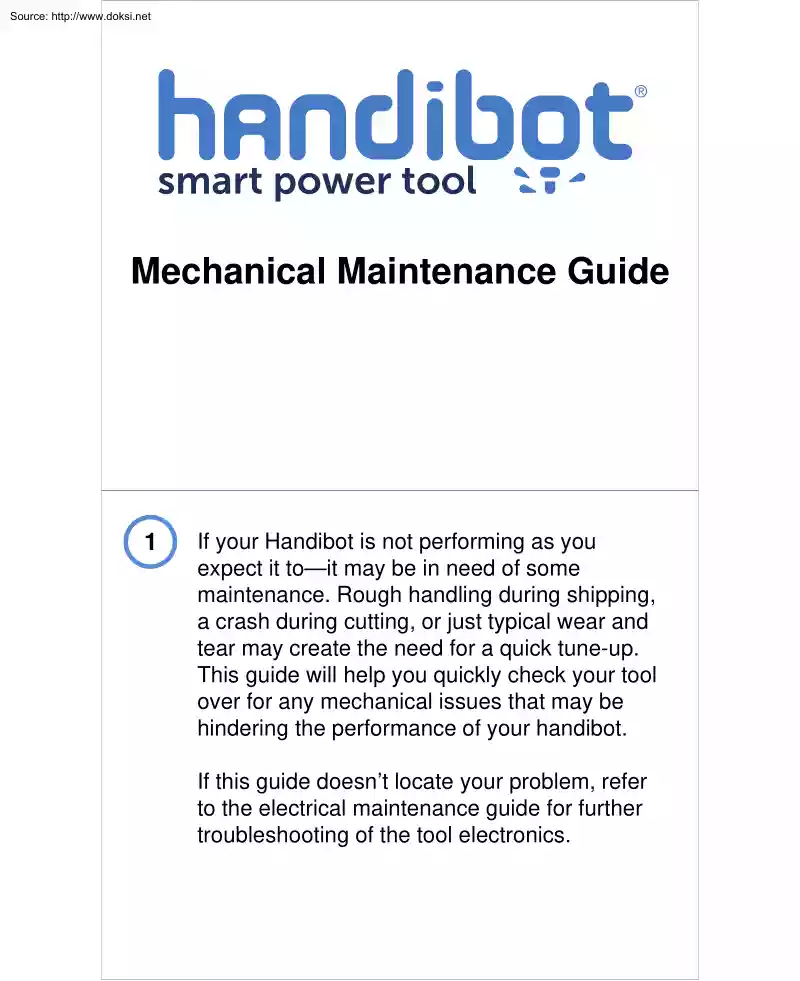 Handibot Smart Power Tool, Mechanical Maintenance Guide