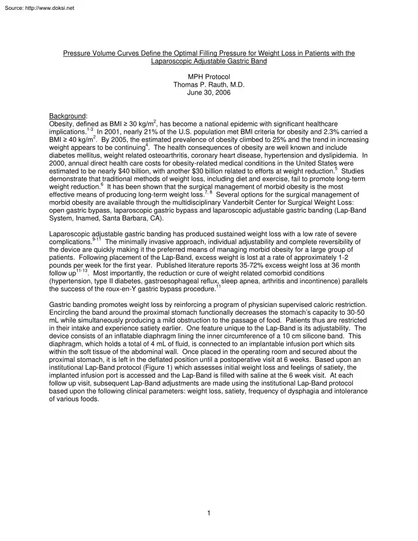 Thomas P. Rauth - Pressure Volume Curves Define the Optimal Filling Pressure for Weight Loss in