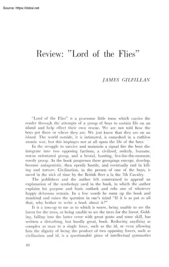 James Gilfillan - Review, Lord of Flies