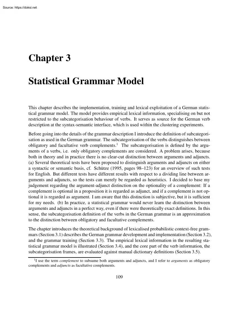 Statistical Grammar Model