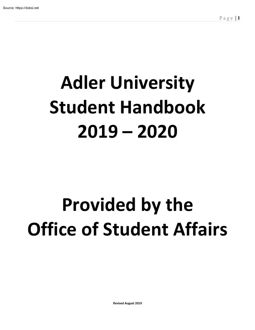 Adler University, Student Handbook