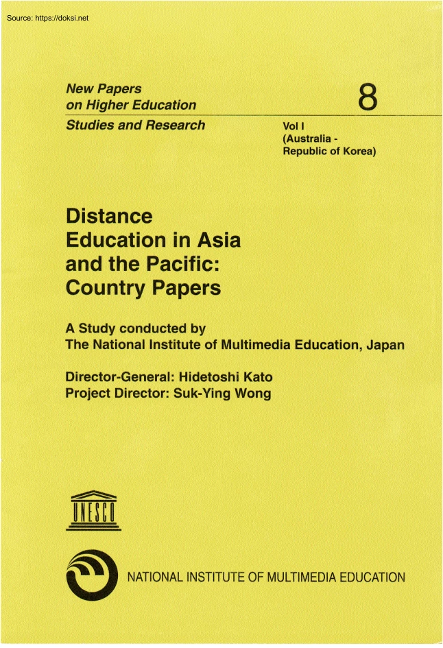 Hidetoshi Kato - Distance Education in Asia and the Pacific, Country Papers