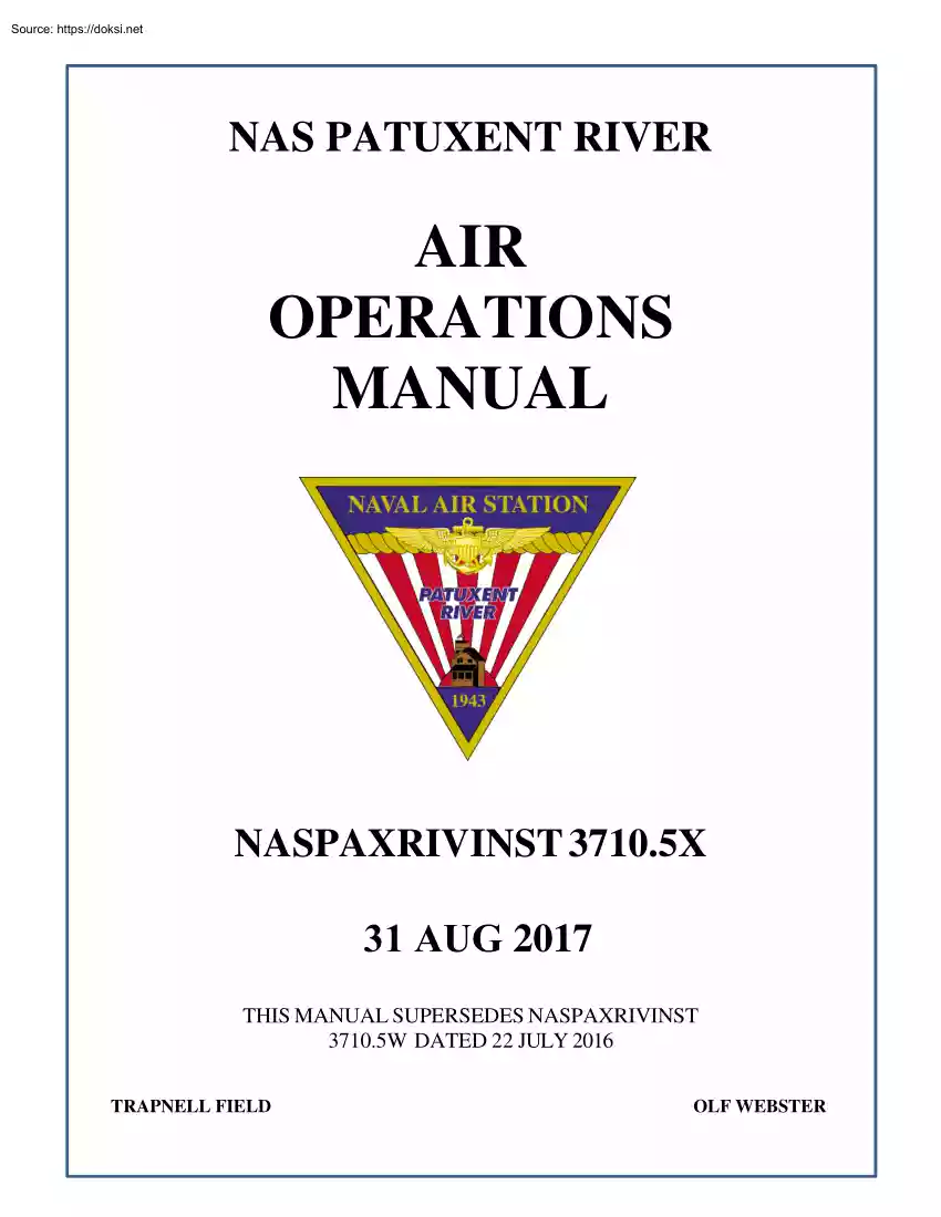 Air Operations Manual, NASPAXRIVINST 3710.5X