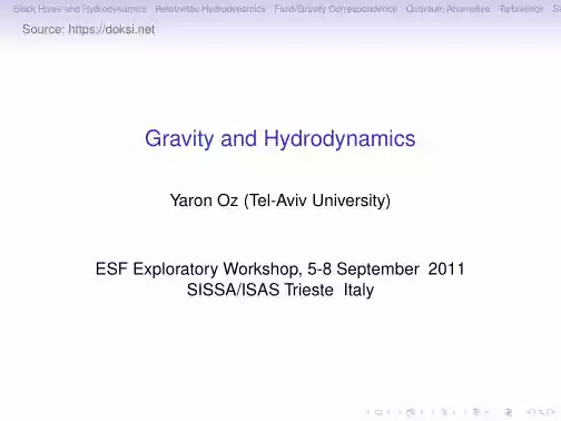 Yaron Oz - Gravity and Hydrodynamics