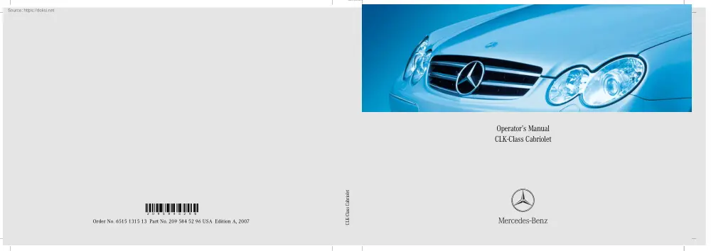 Mercedes-Benz CLK, 2007 Operators Manual
