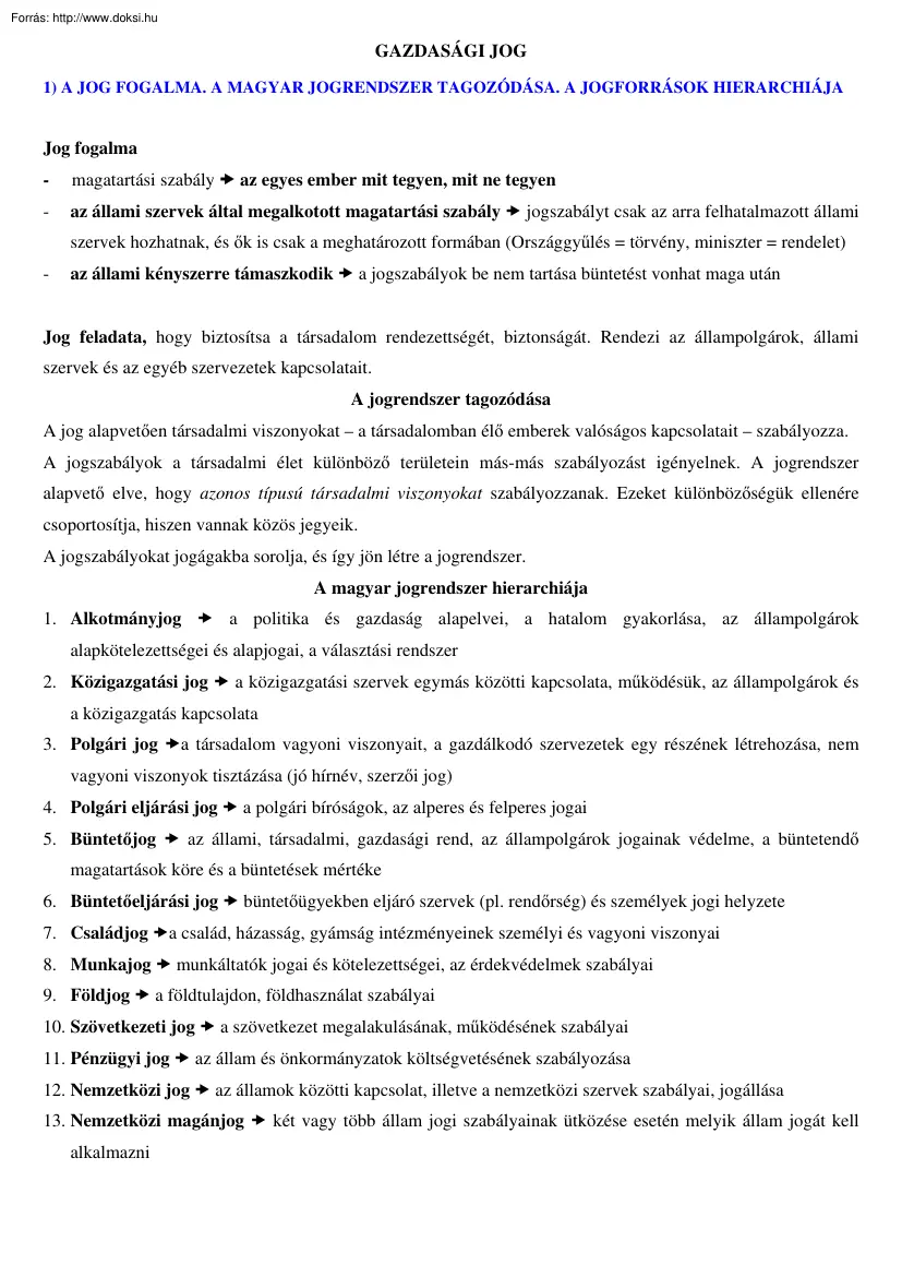 Gazdasági jog tételek, 2002