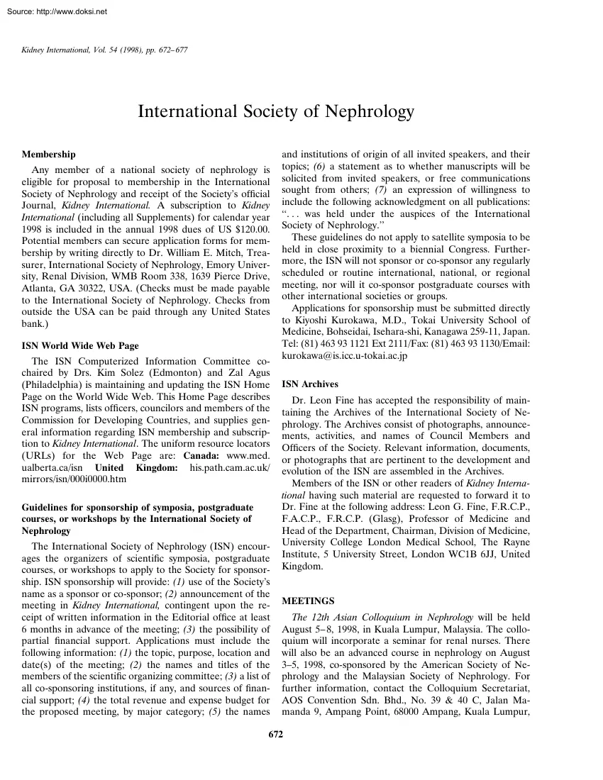 International Society of Nephrology