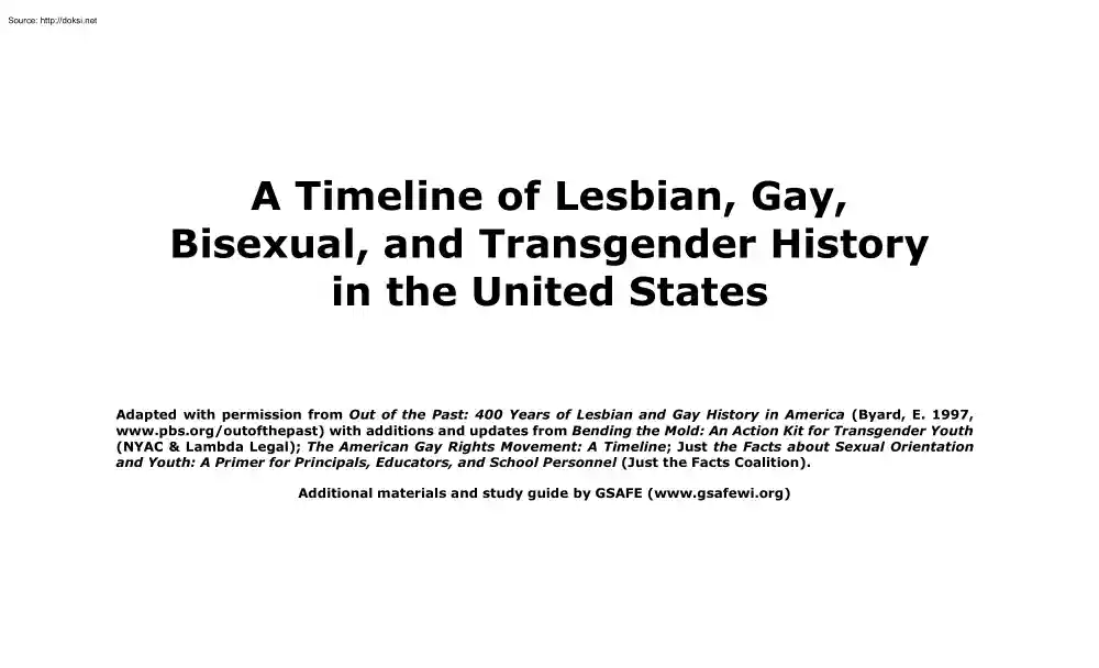 A Timeline of Lesbian, Gay, Bisexual, and Transgender History in the United States