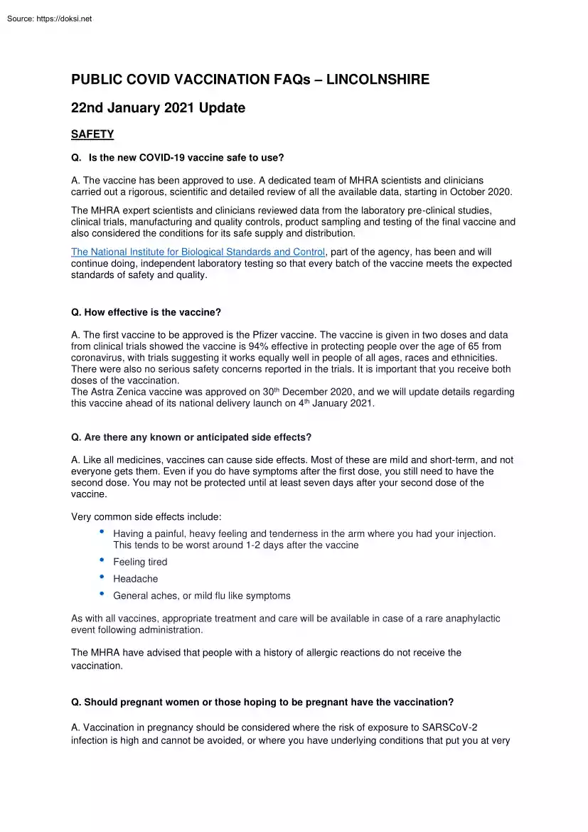 COVID-19 Vaccination in Lincolnshire FAQs
