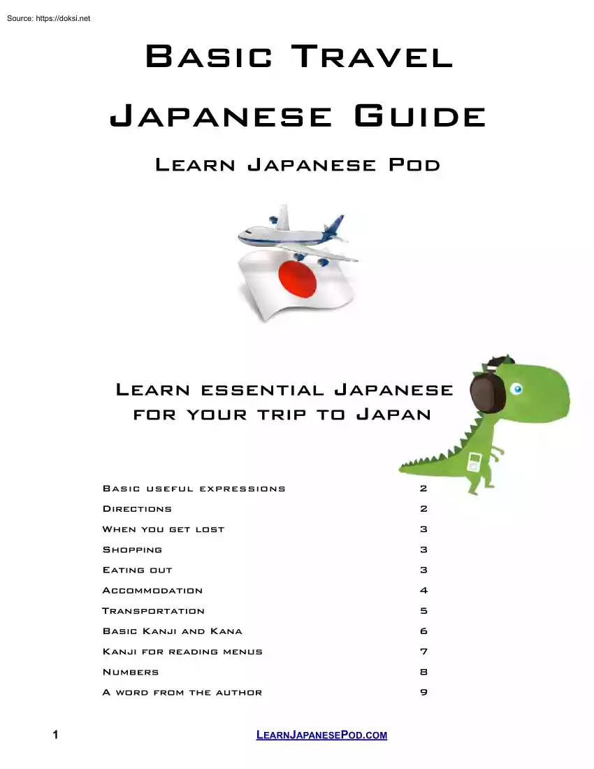 Basic Travel Japanese Guide, Learn Japanese Pod