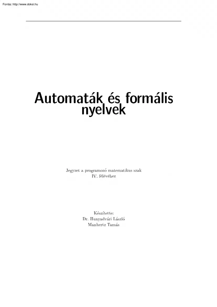 Automaták és formális nyelvek