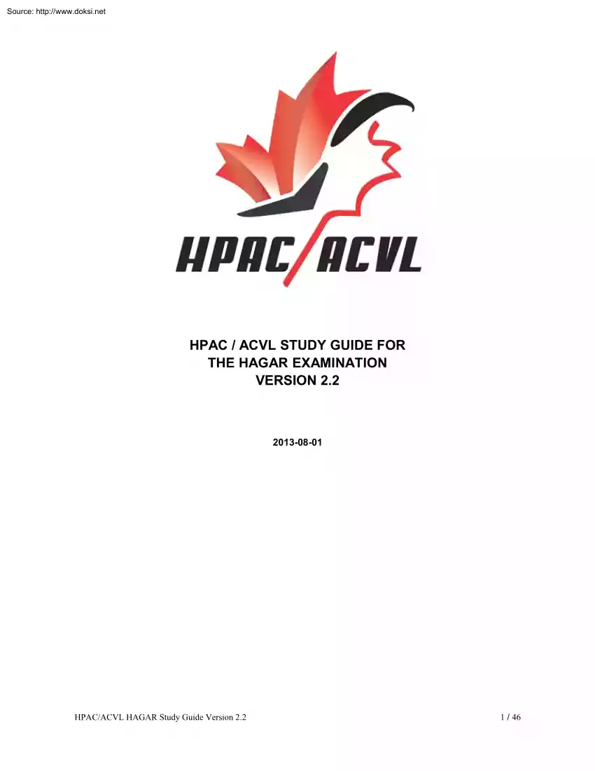 HPAC, ACVL Study Guide for the Hagar Examination