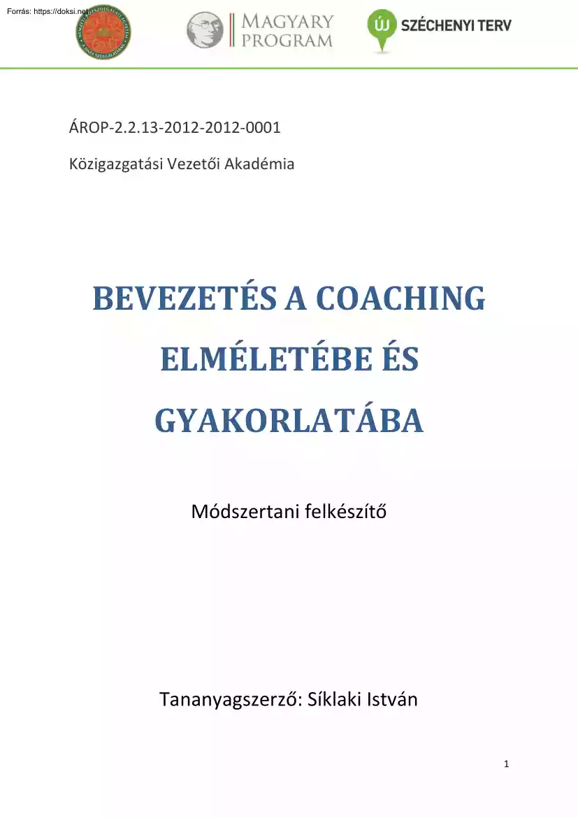Síklaki István - Bevezetés a coaching elméletébe és gyakorlatába