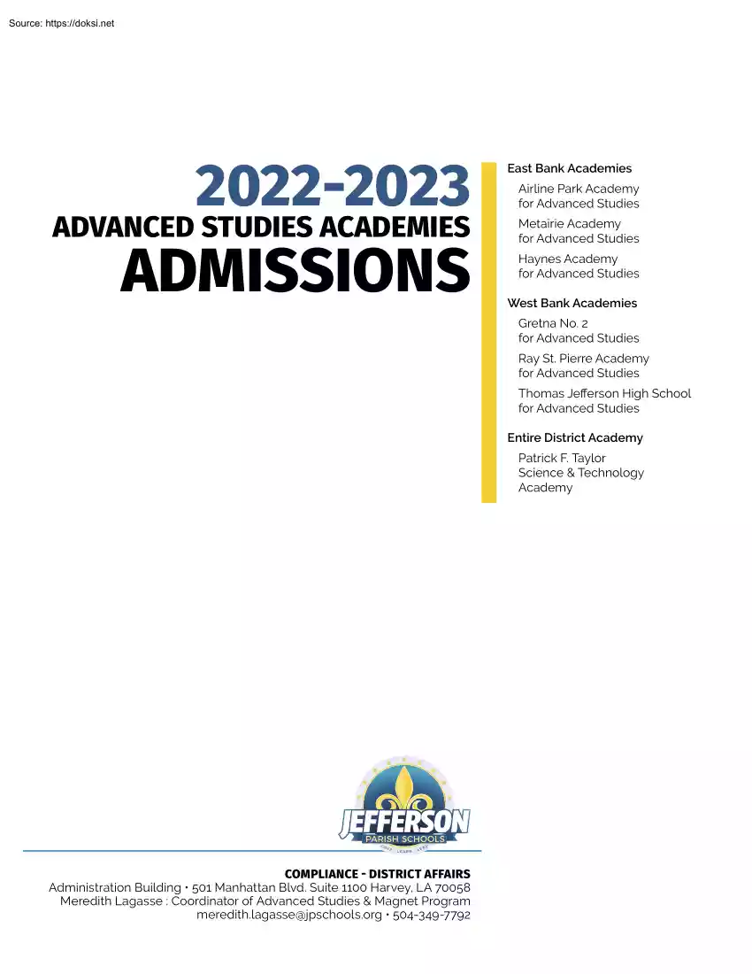 Advanced Studies Academies Admissions 2022-2023