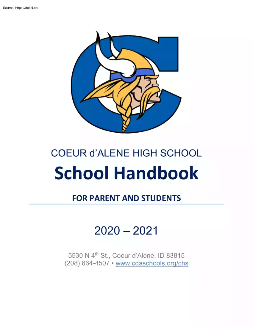 Coeur d Alene High School, School Handbook