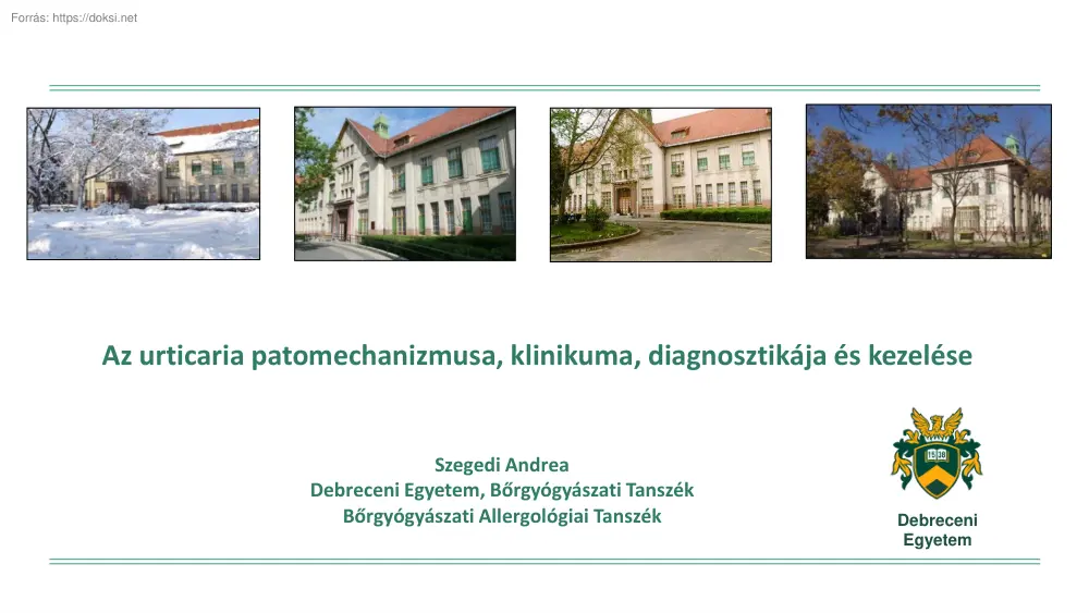 Szegedi Andrea - Az urticaria patomechanizmusa, klinikuma, diagnosztikája és kezelése