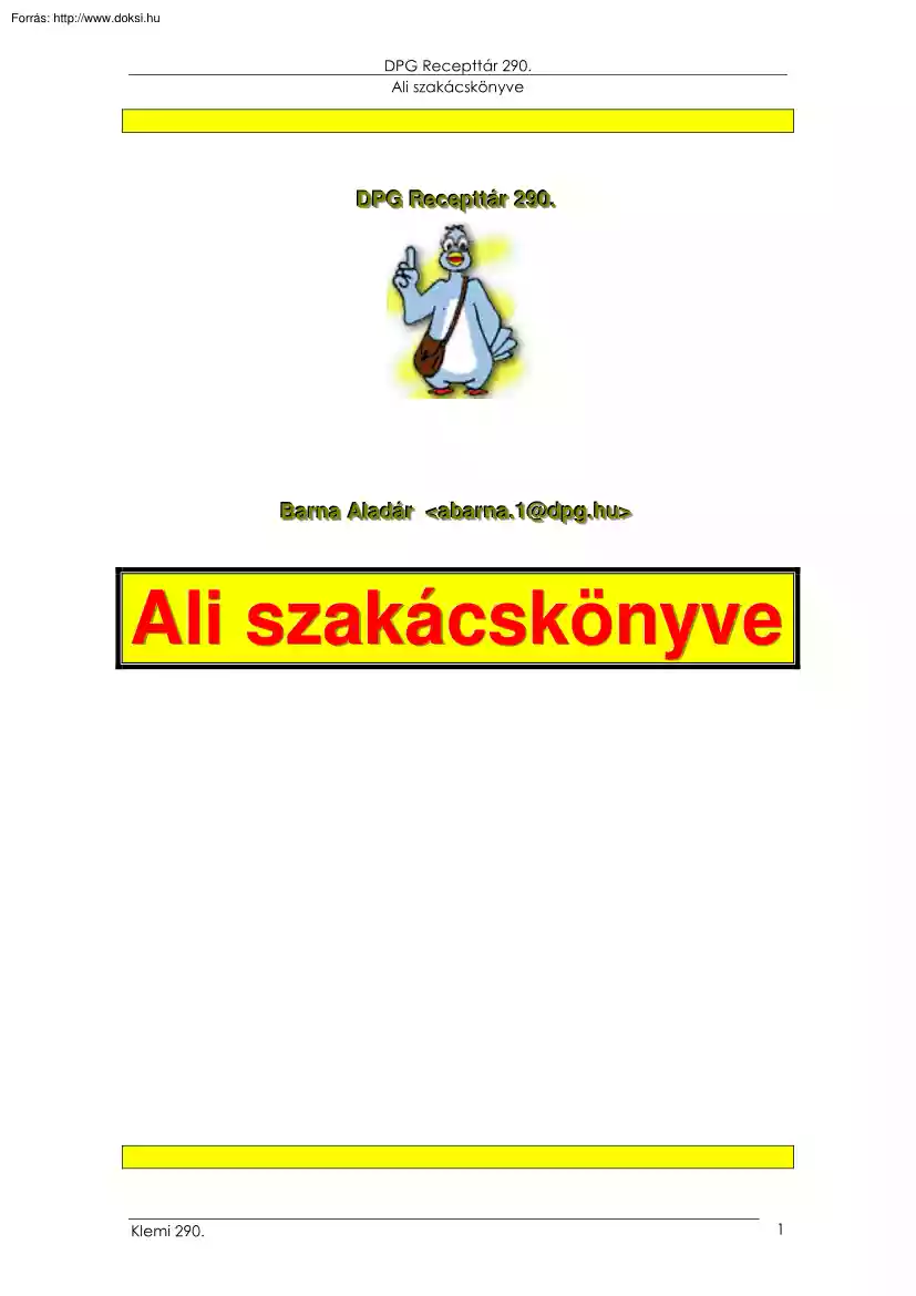 Barna Aladár - Ali szakácskönyve