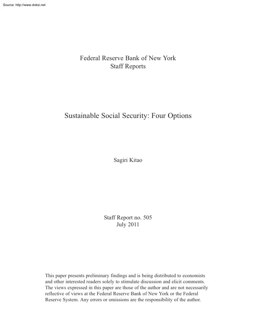 Sagiri Kitao - Sustainable Social Security, Four Options