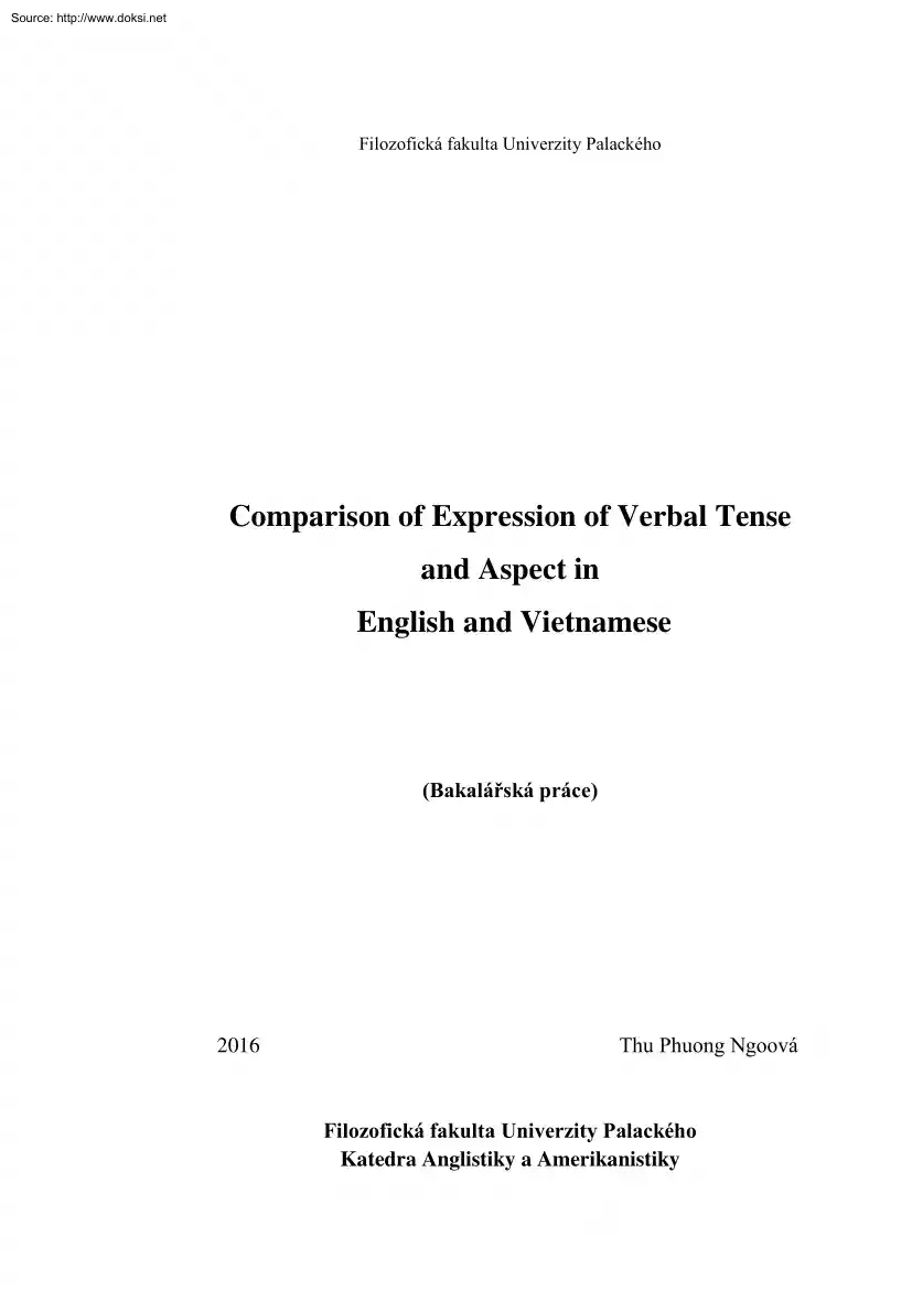 Thu Phuong Ngoova - Comparison of Expression of Verbal Tense and Aspect in English and Vietnamese