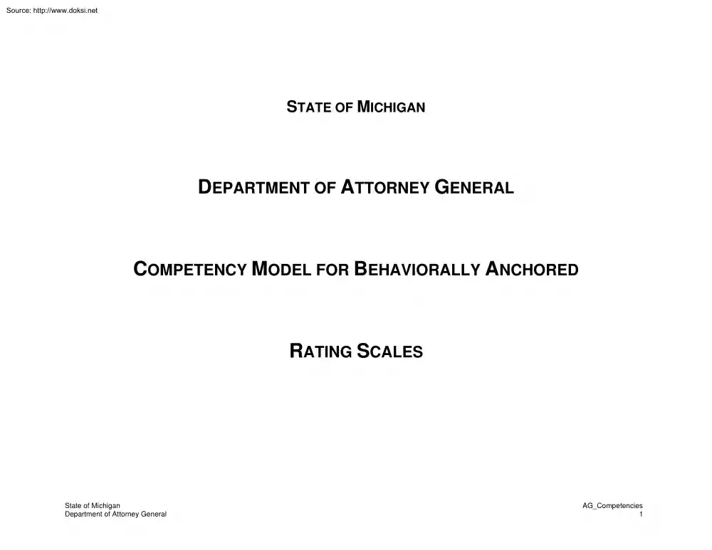 Competency Model for Behaviorally Anchored, Rating Scales