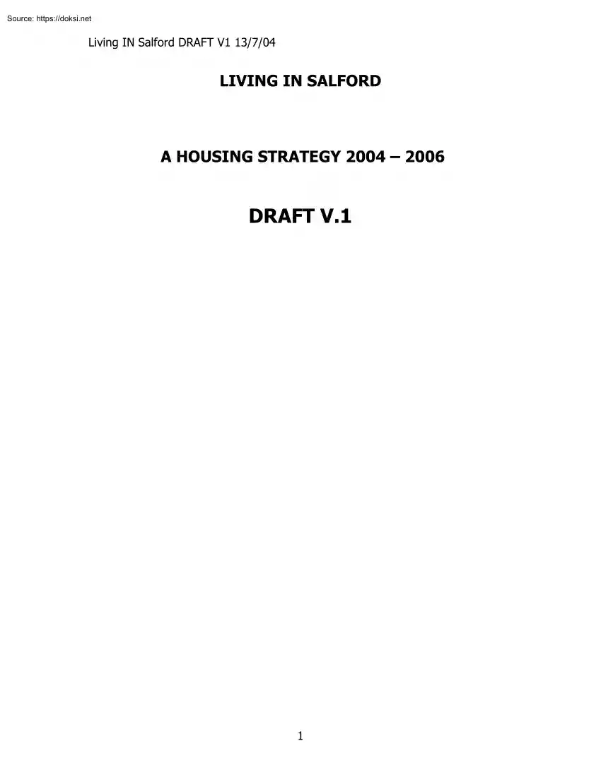 Living in Salford, A Housing Strategy 2004-2006