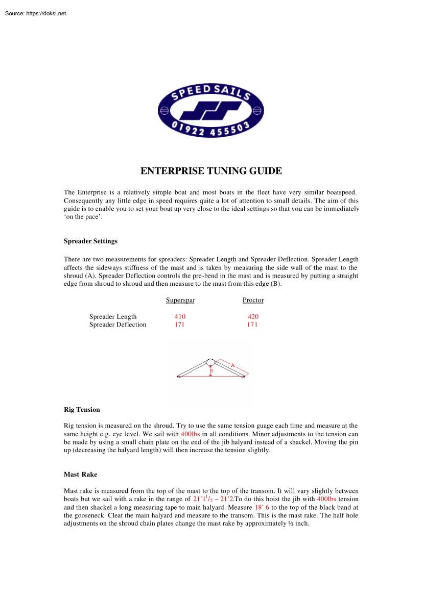 Enterprise Tuning Guide, Speed Sails