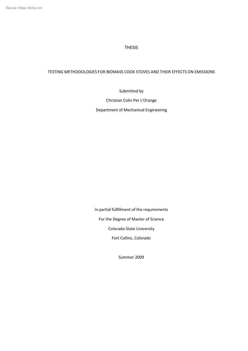 Christian Colin - Testing methodologies for biomass cook stoves and their effects on emissions