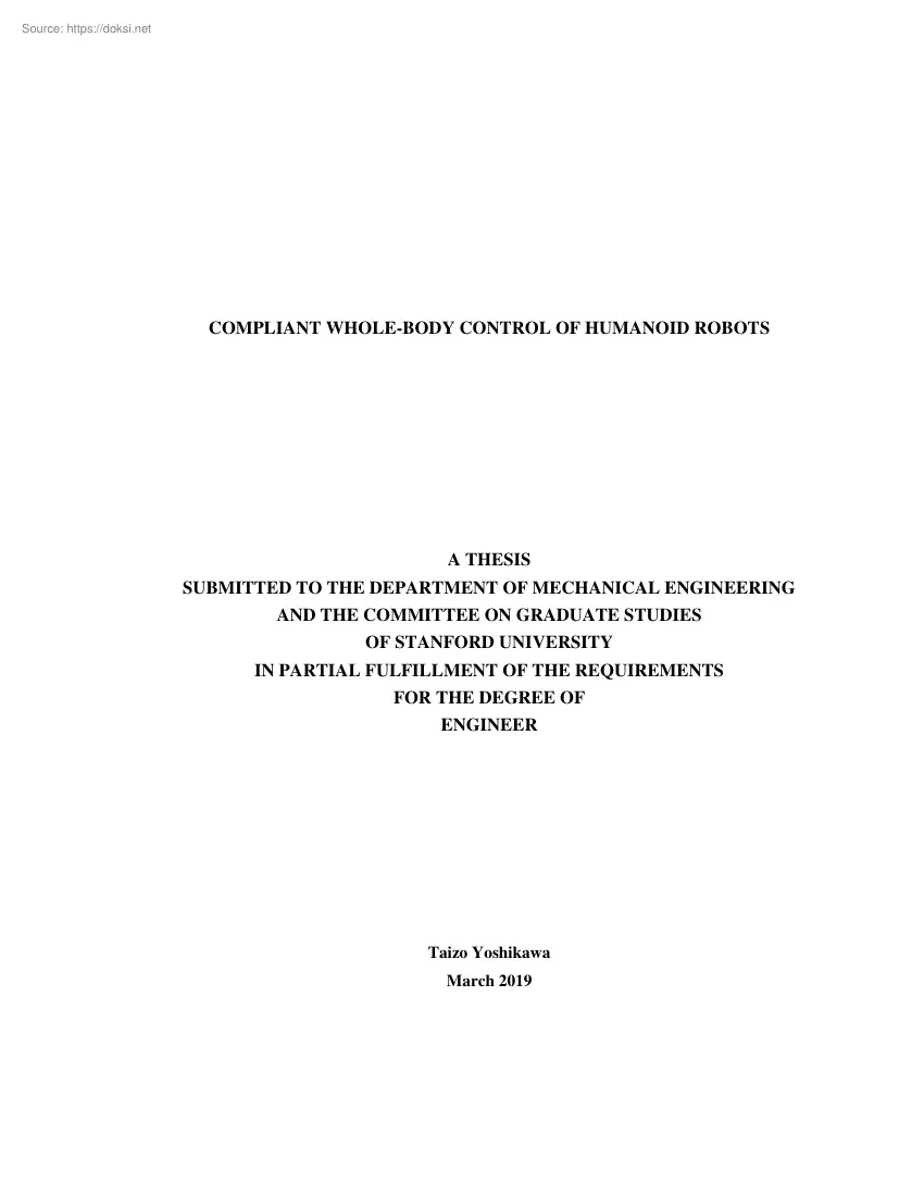 Taizo Yoshikawa - Compliant whole-body control of humanoid robots