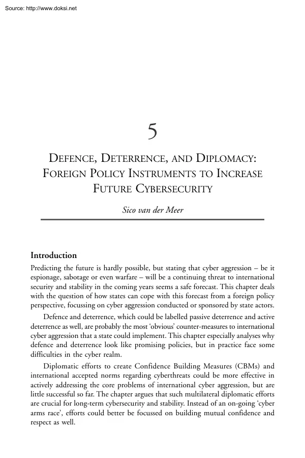 Sico van der Meer - Defence, Deterrence, and Diplomacy, Foreign Policy Instruments to Increase