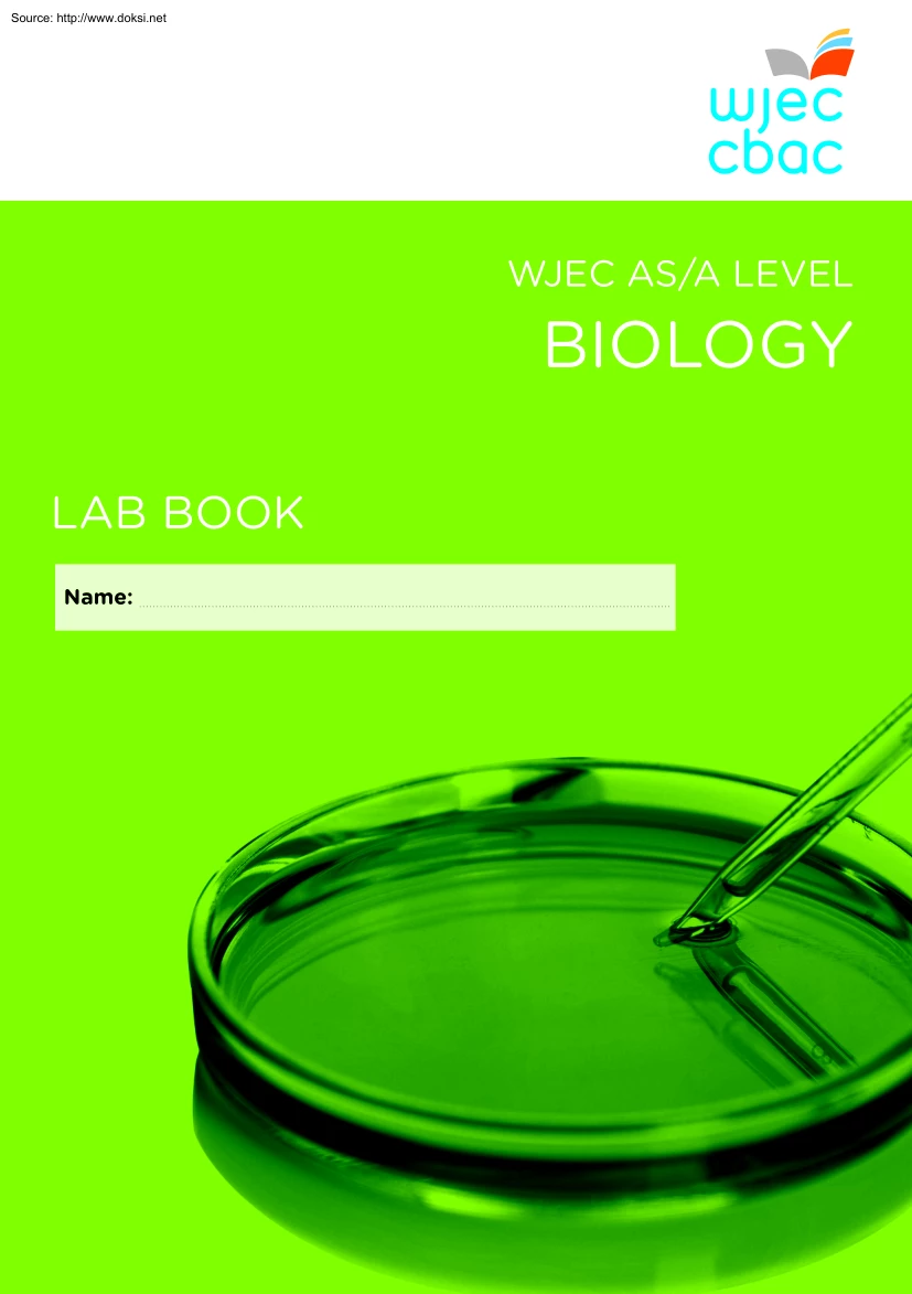 Biology Lab Book, WJEC ASA Level