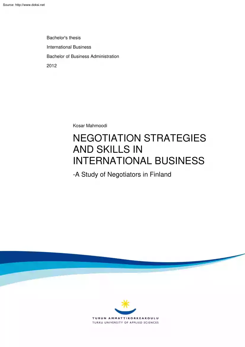 Kosar Mahmoodi - Negotiation Strategies and Skills in International Business