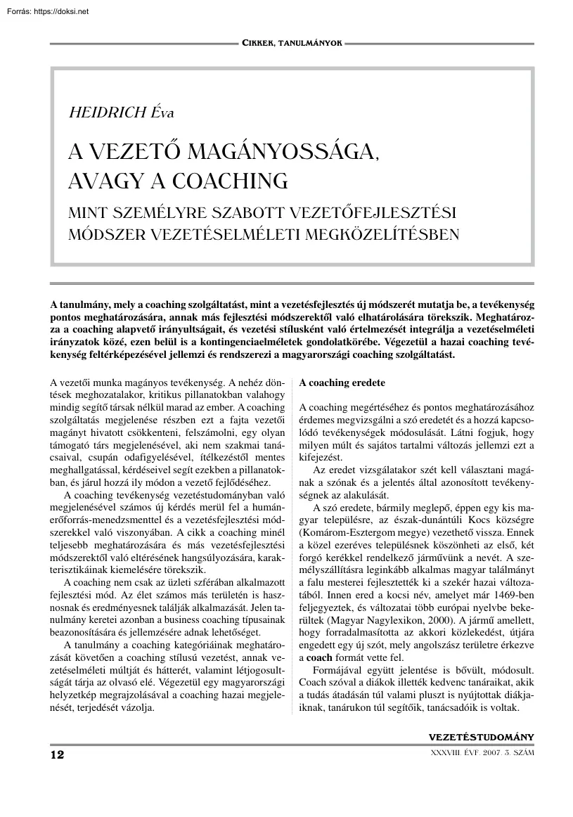 Heidrich Éva - A vezető magányossága, avagy a coaching